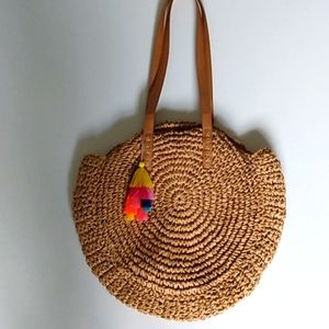 Boho Round Jute Straw Shoulder Bag  BOHO